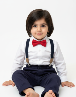 شلوار کتان سورمه ای همراه با ساسبند h&m