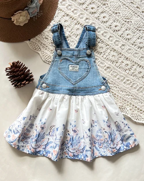 بیلر دامنی جین/نخی طرح پروانه و قلب oshkosh