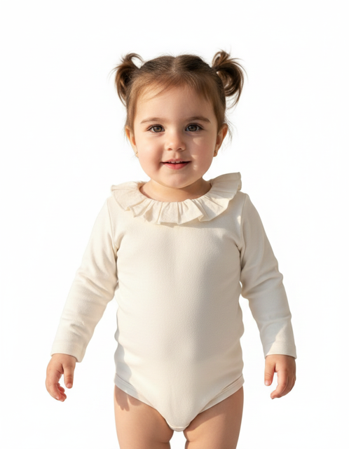 روی مانکن بادی دخترانه شیری نخی طرح یقه چین دار h&m | اسکایتاپ مرجع تخصصی خرید لباس بچگانه